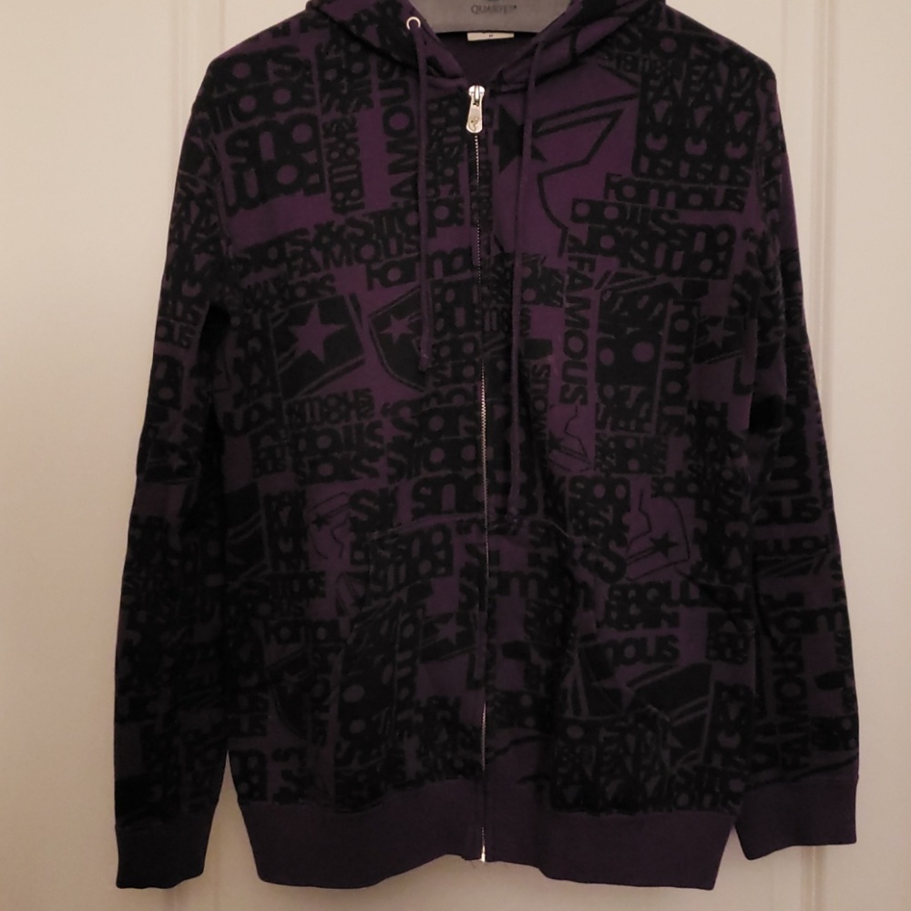 Purple Famous Stars and Straps Zip Up Hoodie